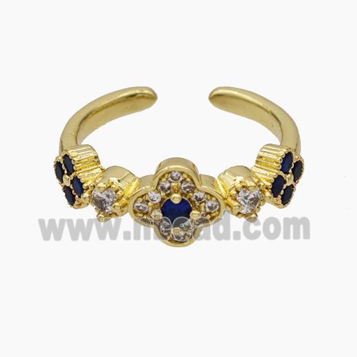 Copper Ring pave zircon, Gold plated