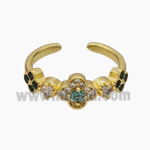 Copper Ring pave zircon, Gold plated