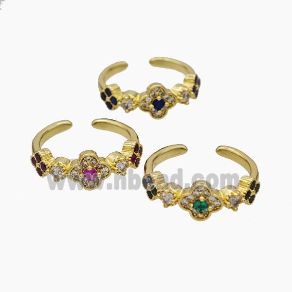 Copper Ring pave zircon, Gold plated