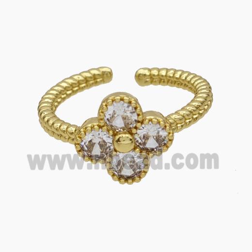 Copper Ring pave zircon, Gold plated