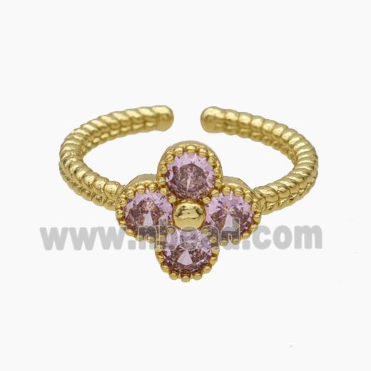 Copper Ring pave zircon, Gold plated