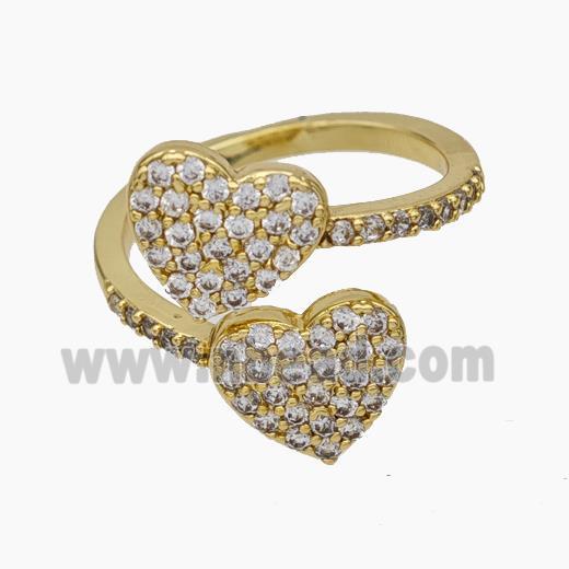 Copper Ring pave zircon, Gold plated