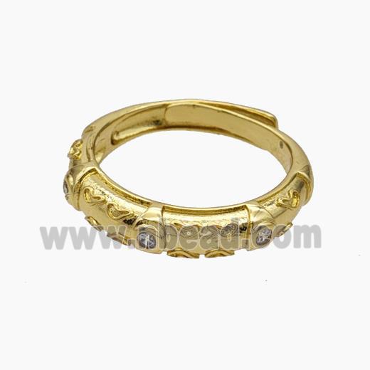 Copper Ring pave zircon, Gold plated