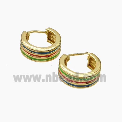 Copper earring pave zircon, Gold plated