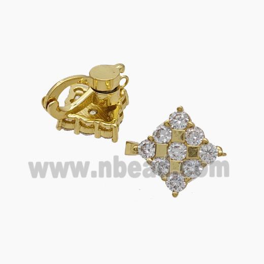 Copper earring pave zircon, Gold plated