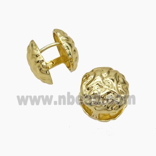 Copper earring pave zircon, Gold plated