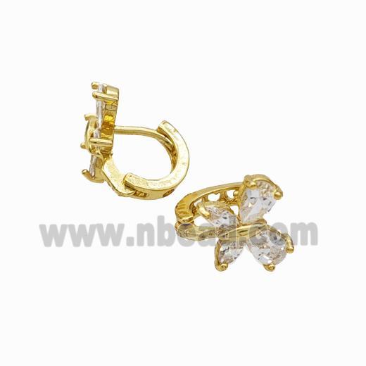 Copper earring pave zircon, Gold plated