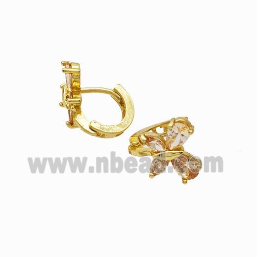 Copper earring pave zircon, Gold plated