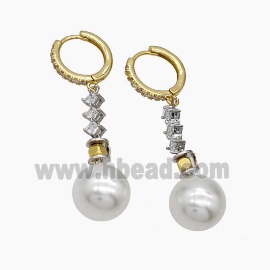 Copper earring pave zircon, Gold plated