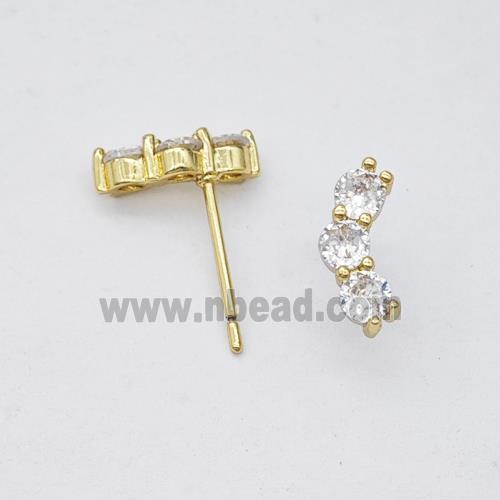 Copper earring pave zircon, Gold plated