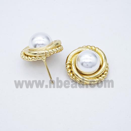 Copper earring pave zircon, Gold plated