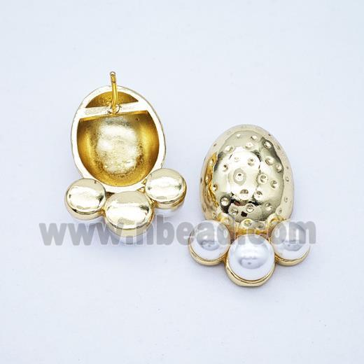 Copper earring pave zircon, Gold plated