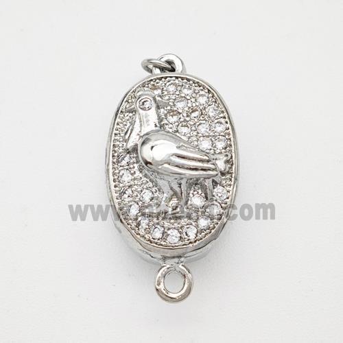 Copper connector Clasp pave Zircon, platinum plated