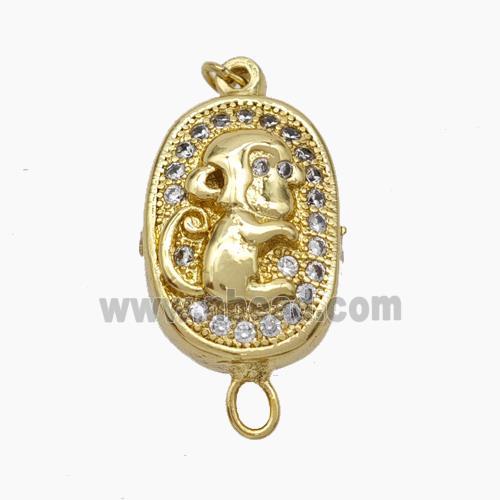 Copper connector Clasp pave Zircon, gold plated