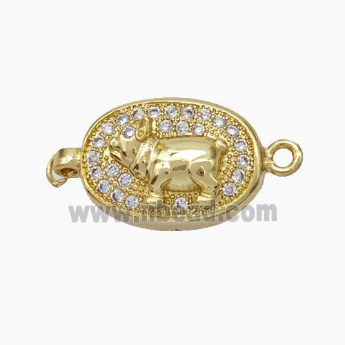 Copper connector Clasp pave Zircon, gold plated