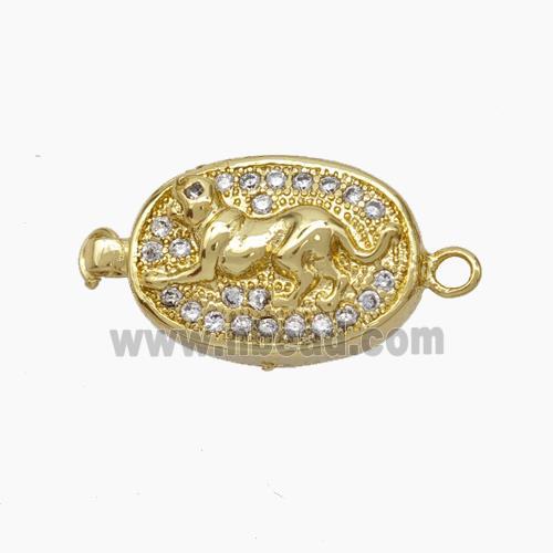 Copper connector Clasp pave Zircon, gold plated