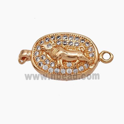 Copper connector Clasp pave Zircon, Rose gold plated