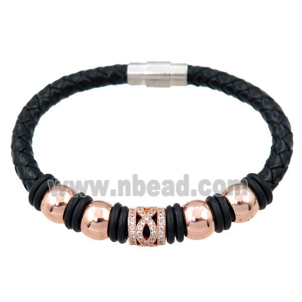 PU leather bracelet with magnetic clasp