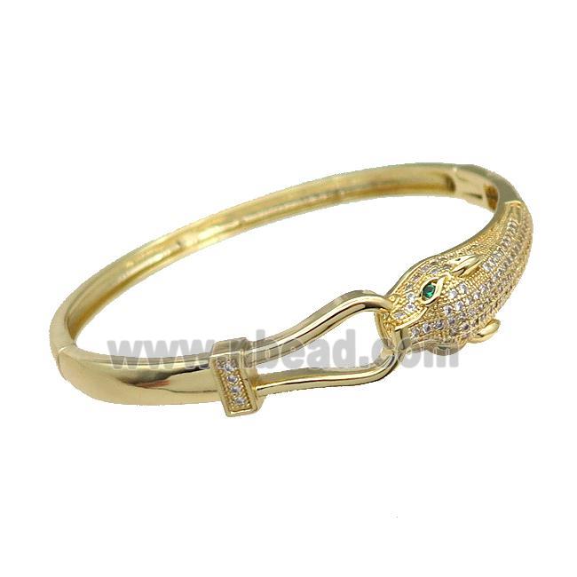 Copper Leopard Bangle Pave Zircon Gold Plated
