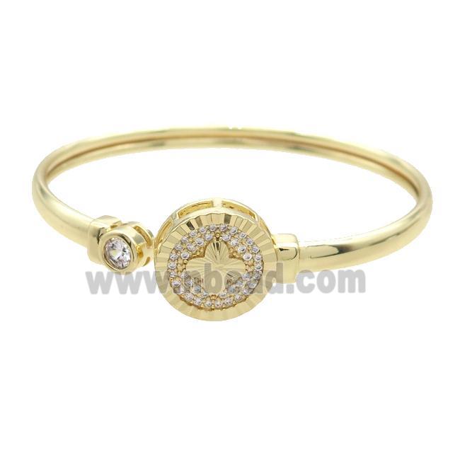 Copper Bangle Pave Zircon Cross Gold Plated