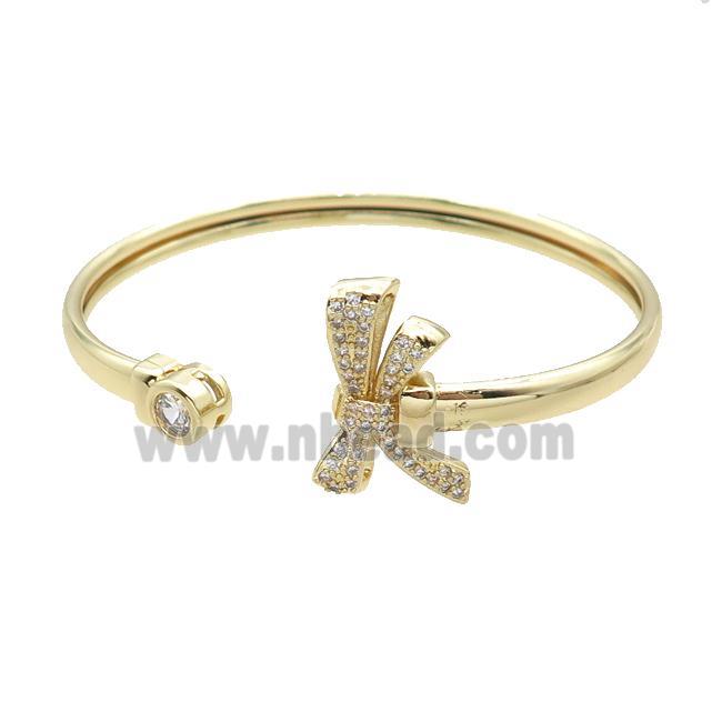 Copper Bangle Pave Zircon Knot Gold Plated