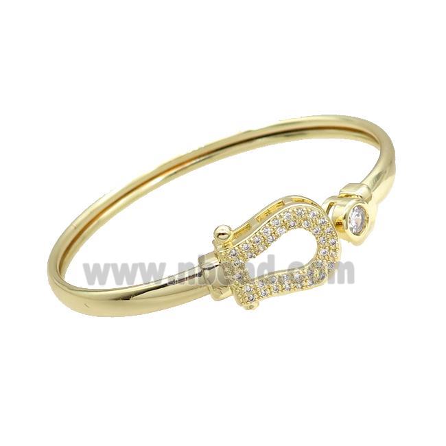 Copper Bangle Pave Zircon Gold Plated