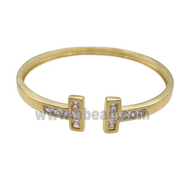 Copper Bangle Pave Zircon Gold Plated