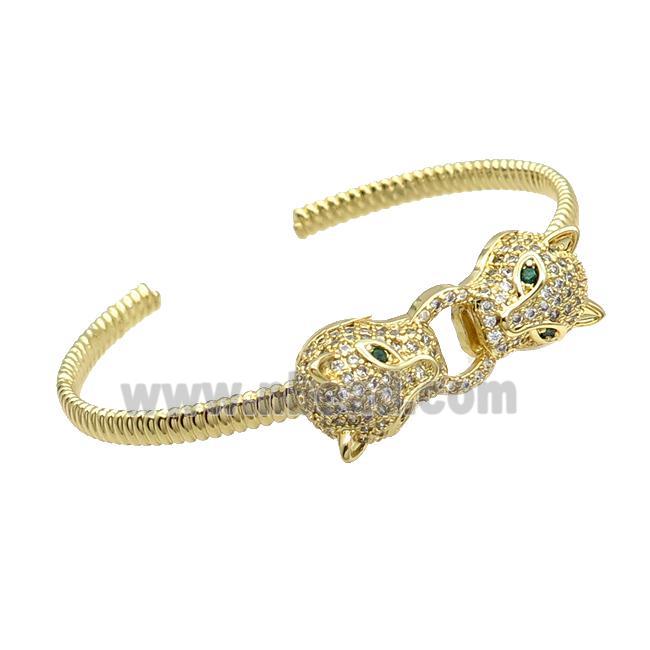 Copper Bangle Pave Zircon Leopard Gold Plated