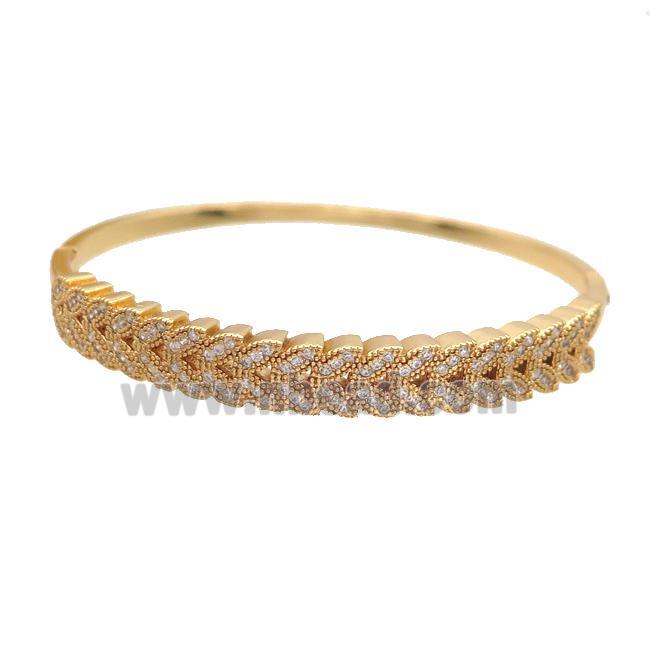 Copper Bangle Pave Zircon Gold Plated