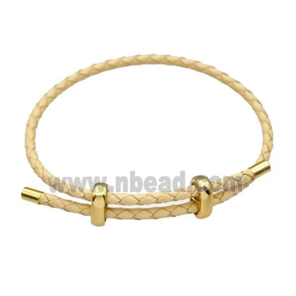 Beige PU Leather Bracelet Adjustable