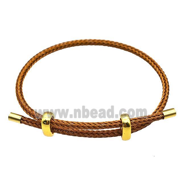 Brown Tiger Tail Steel Bracelet Adjustable
