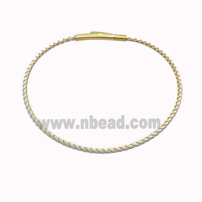 White Nylon Cord Bracelet With Stainless Steel Clasp