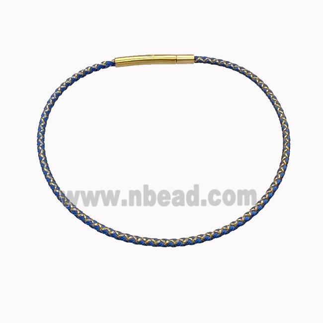 Blue Nylon Cord Bracelet With Stainless Steel Clasp