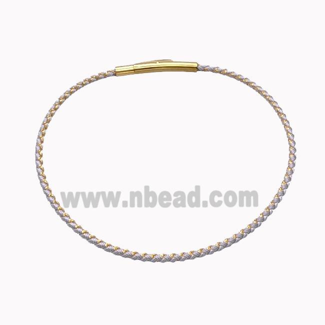 Gray Nylon Cord Bracelet With Stainless Steel Clasp