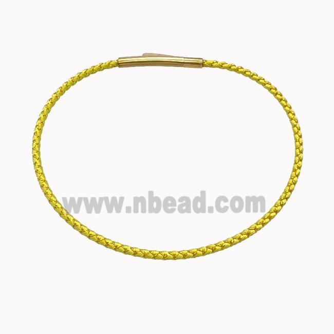 Yellow Nylon Cord Bracelet With Stainless Steel Clasp