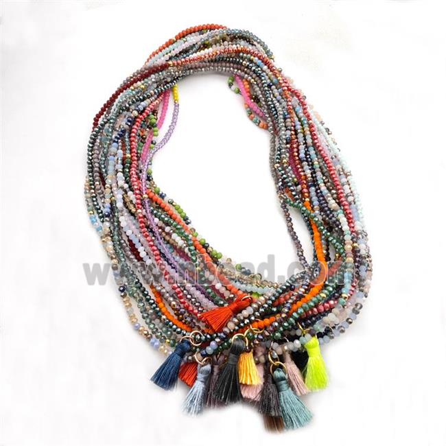 Chinese Crystal Glass Bracelets Stretchy Mixed Color Tassel