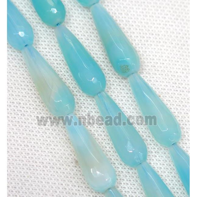 blue Agate beads, faceted teardrop