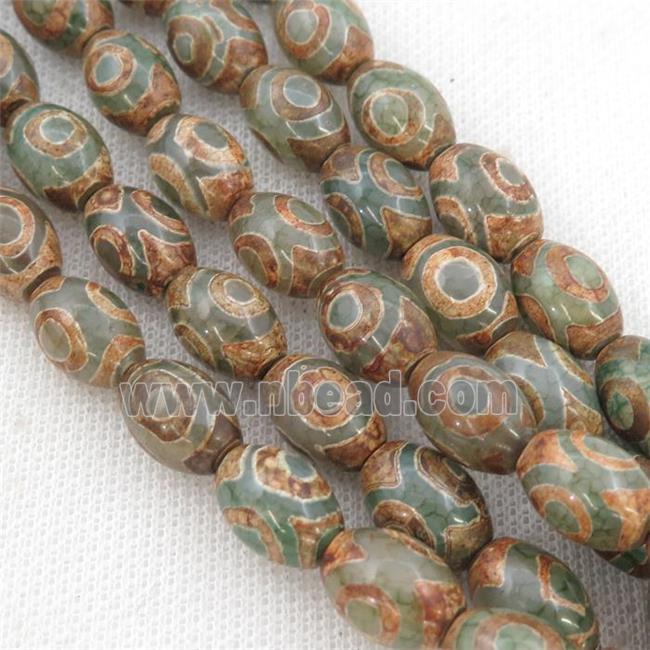 green Tibetan Agate rice beads, eye