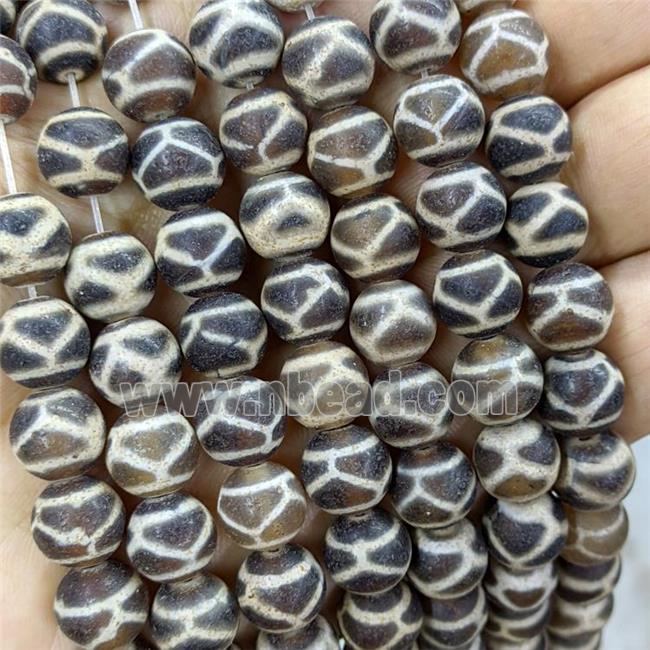 Tibetan Agate Round Beads Tortoise Coffee Matte