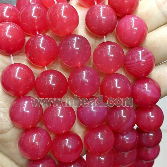 Natural Agate Beads Red Dye Smooth Round