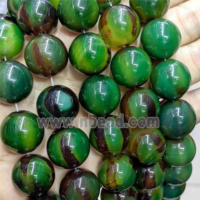 Natural Agate Beads Green Dye Smooth Round