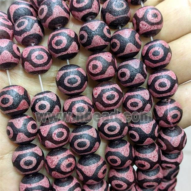 Tibetan Agate Round Beads Pink Dye Eye