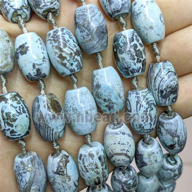 Natural Agate Barrel Beads Blue Dye