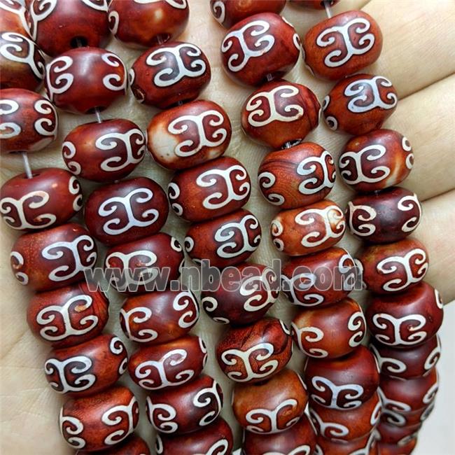 Tibetan Agate Rondelle Beads Red Smooth