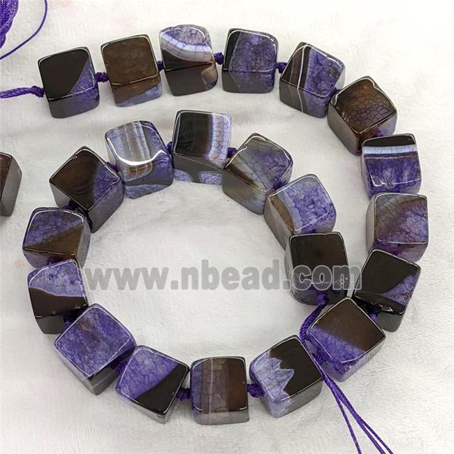 Druzy Agate Cube Beads Purple Dye