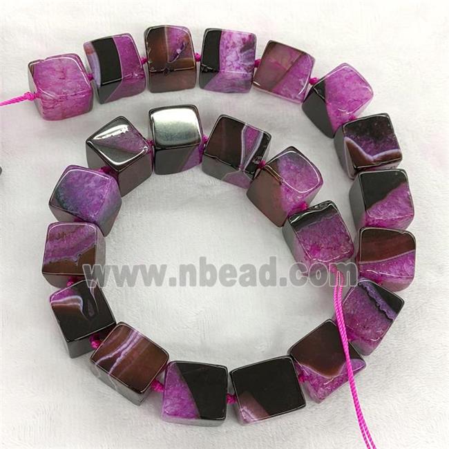 Druzy Agate Cube Beads Hotpink Dye
