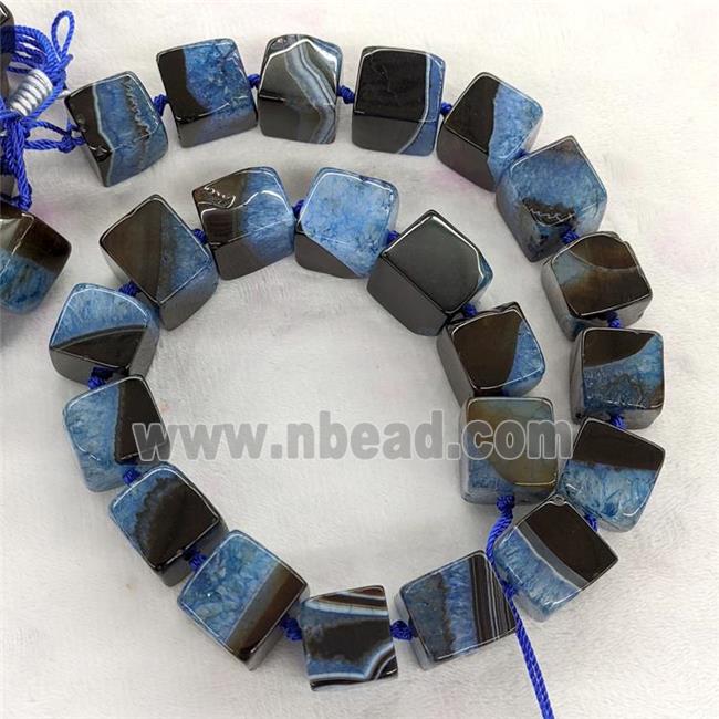 Druzy Agate Cube Beads Blue Dye