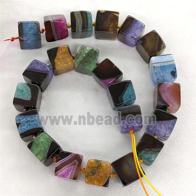 Druzy Agate Cube Beads Dye Mixed Color