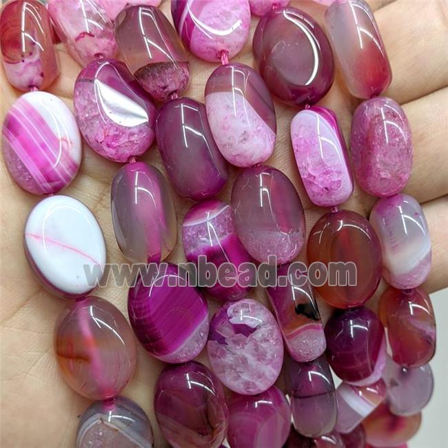 Druzy Agate Oval Beads Hotpink Dye