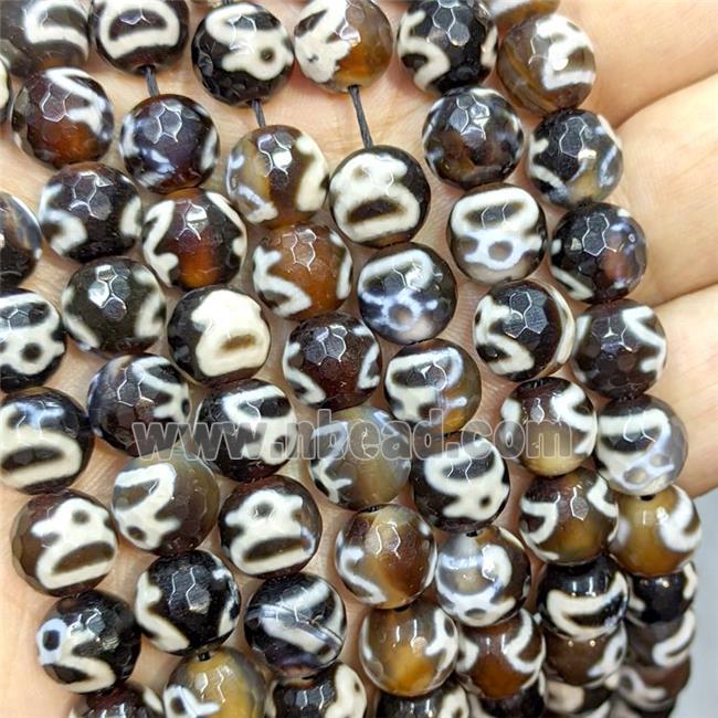 Tibetan Agate Beads Black Faceted Round